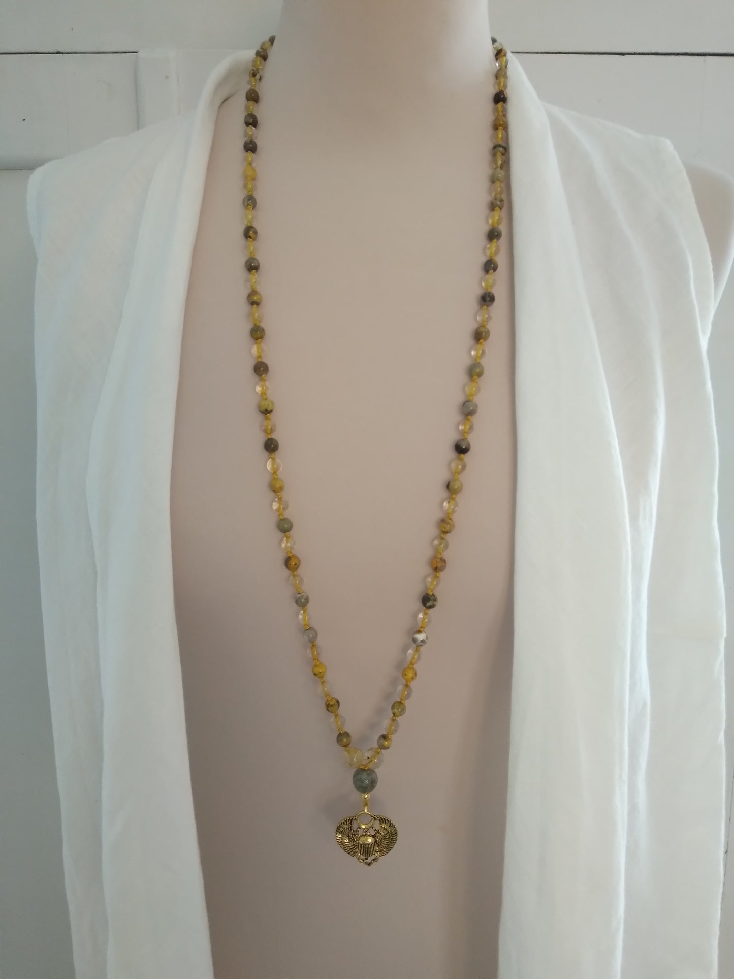 Mala en quartz rutile et jaspe bourdon "Nouveau départ"