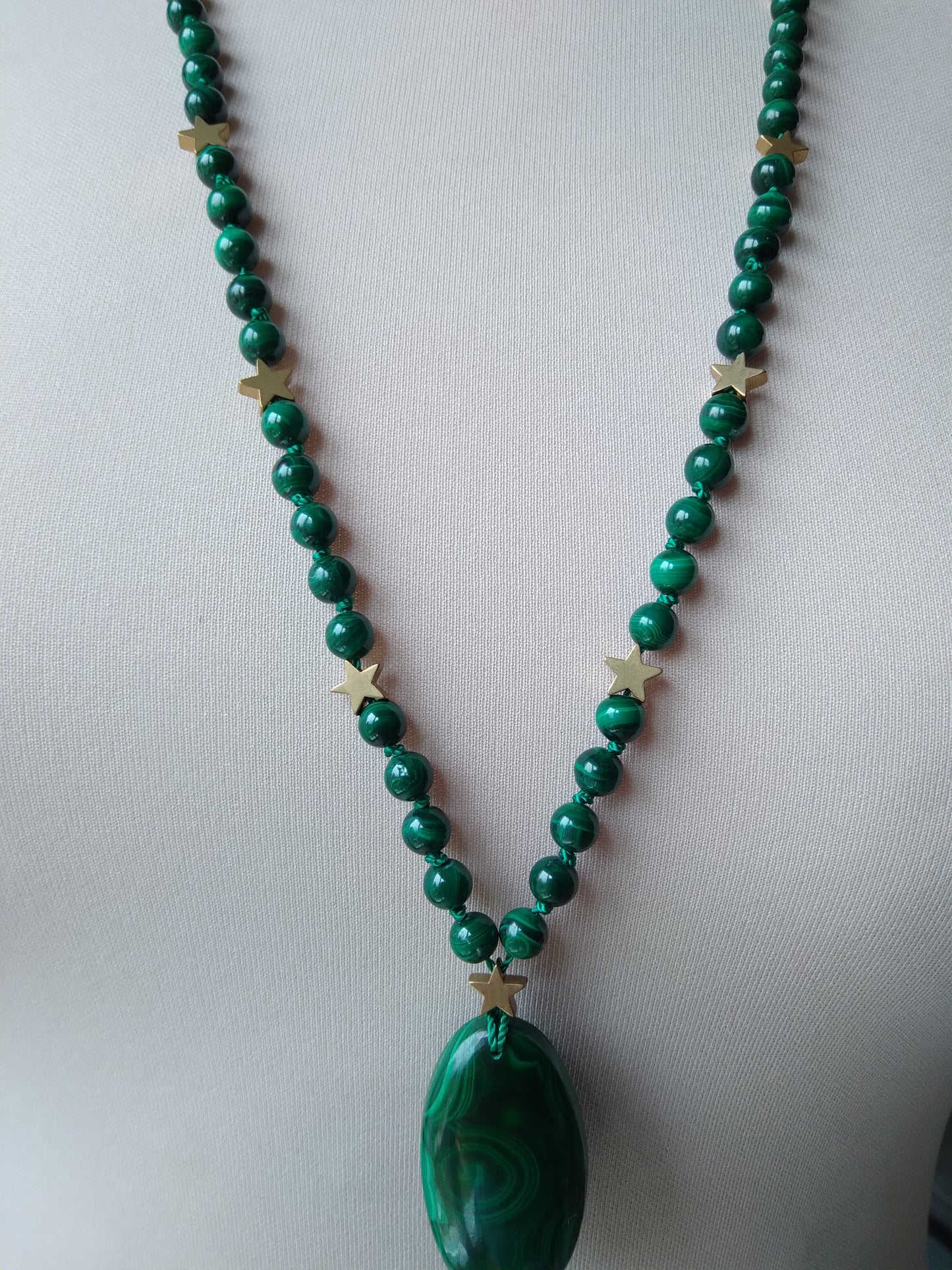 Mala en malachite "Sois tranquille"