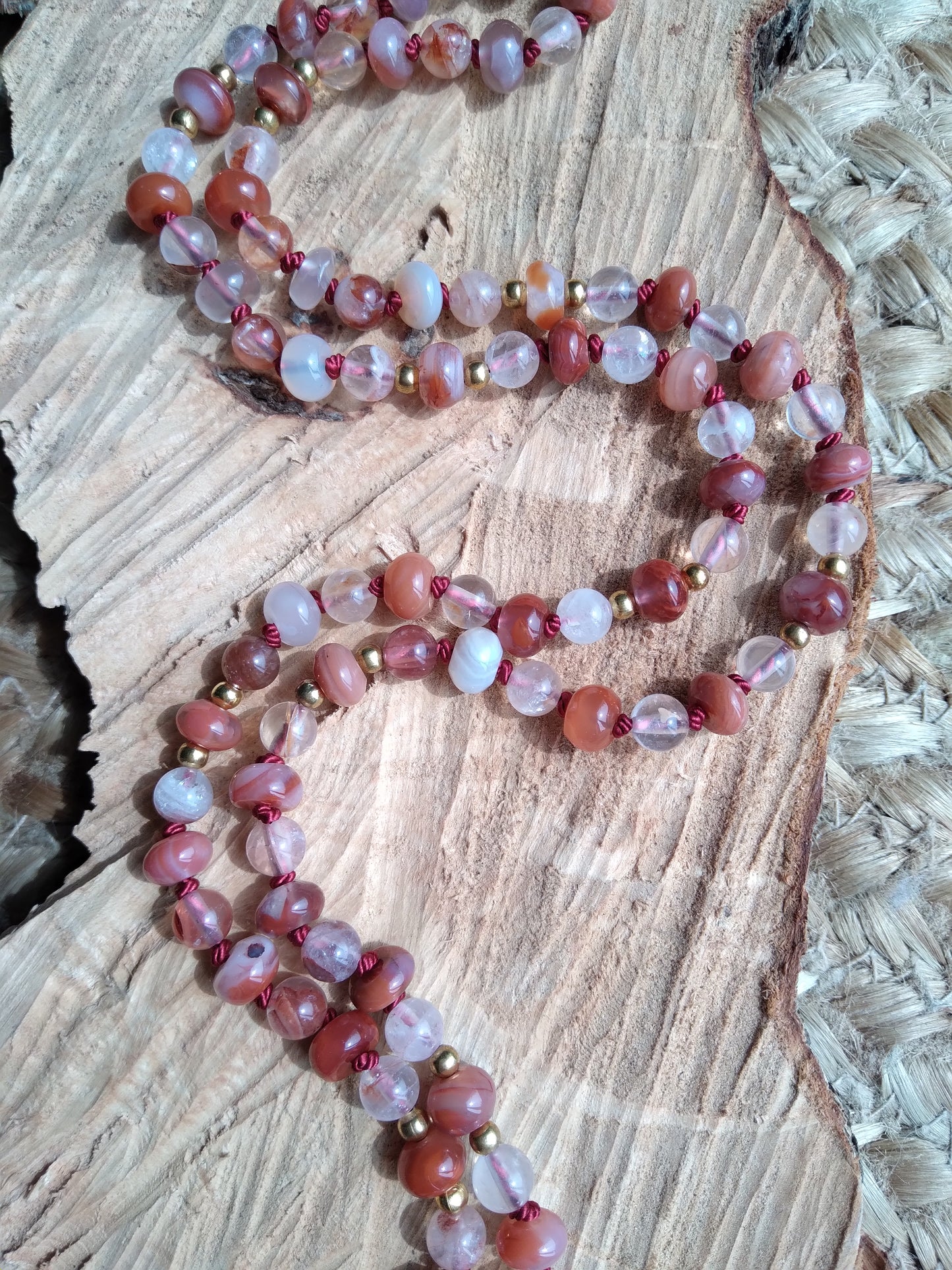 Mala "Je Transmute", mala en agate rouge et quartz hématoïde