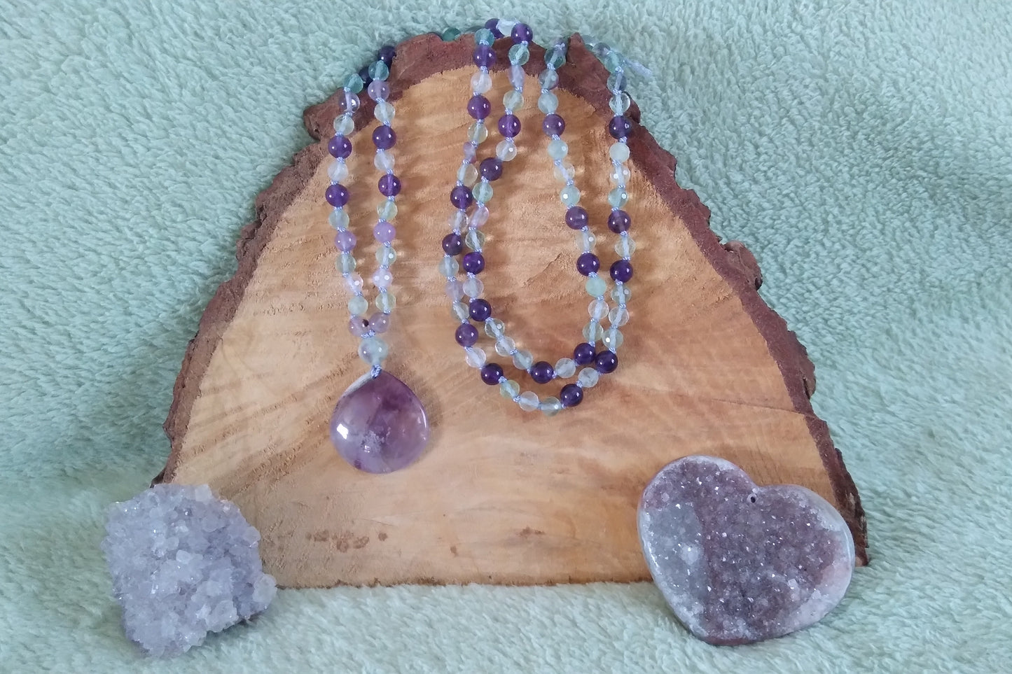 Mala en fluorite et améthyste "Clarté et équilibre"