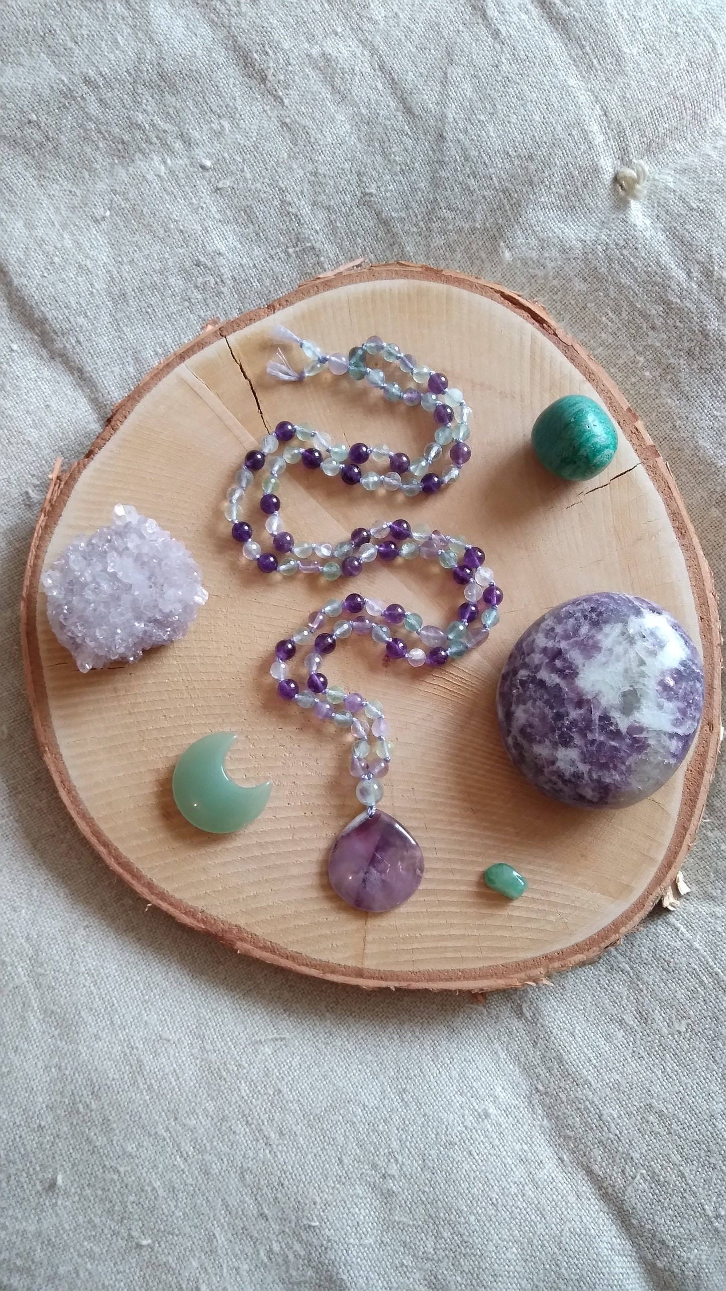 Mala en fluorite et améthyste "Clarté et équilibre"