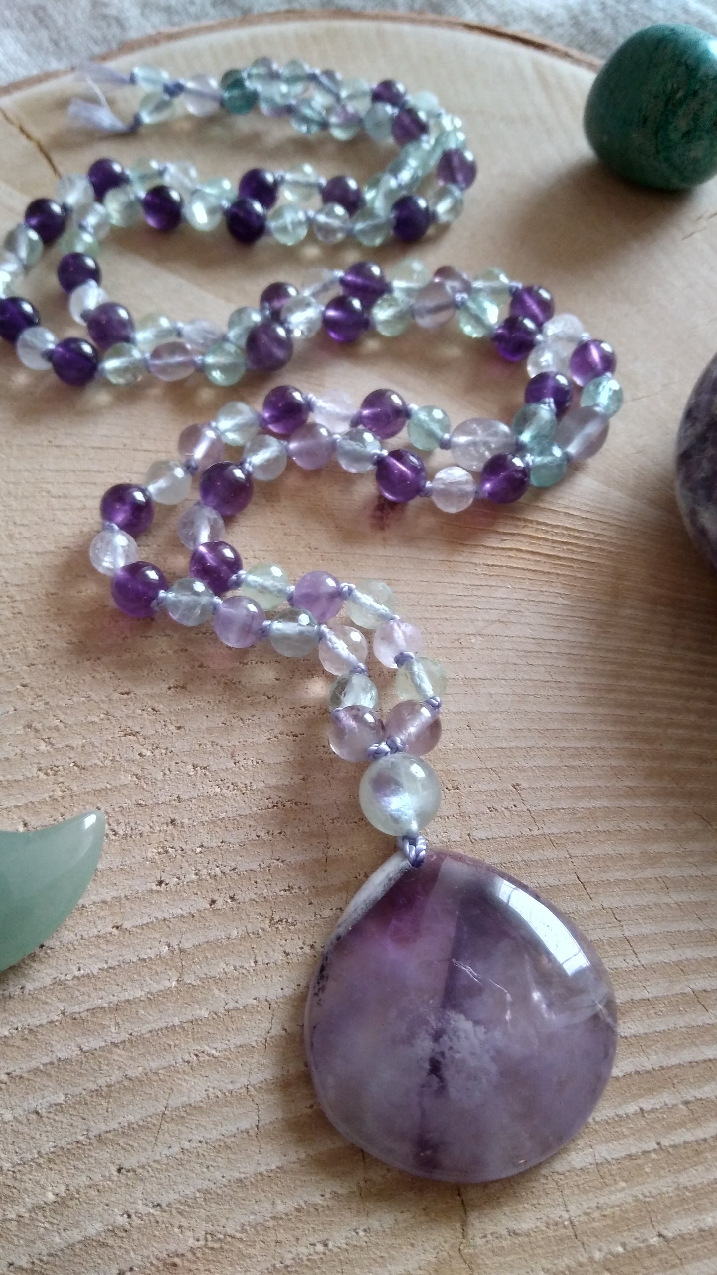 Mala en fluorite et améthyste "Clarté et équilibre"