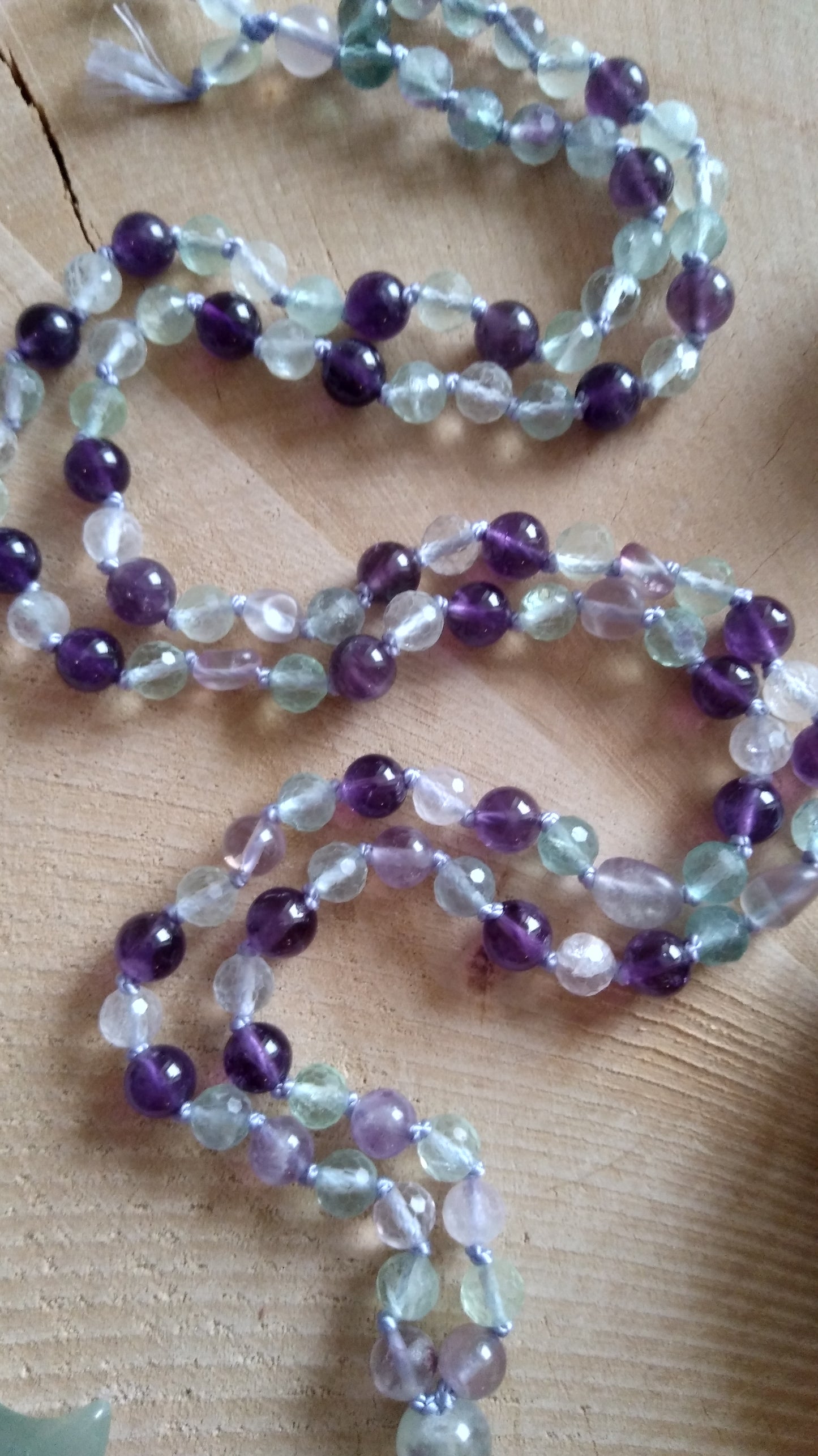 Mala en fluorite et améthyste "Clarté et équilibre"