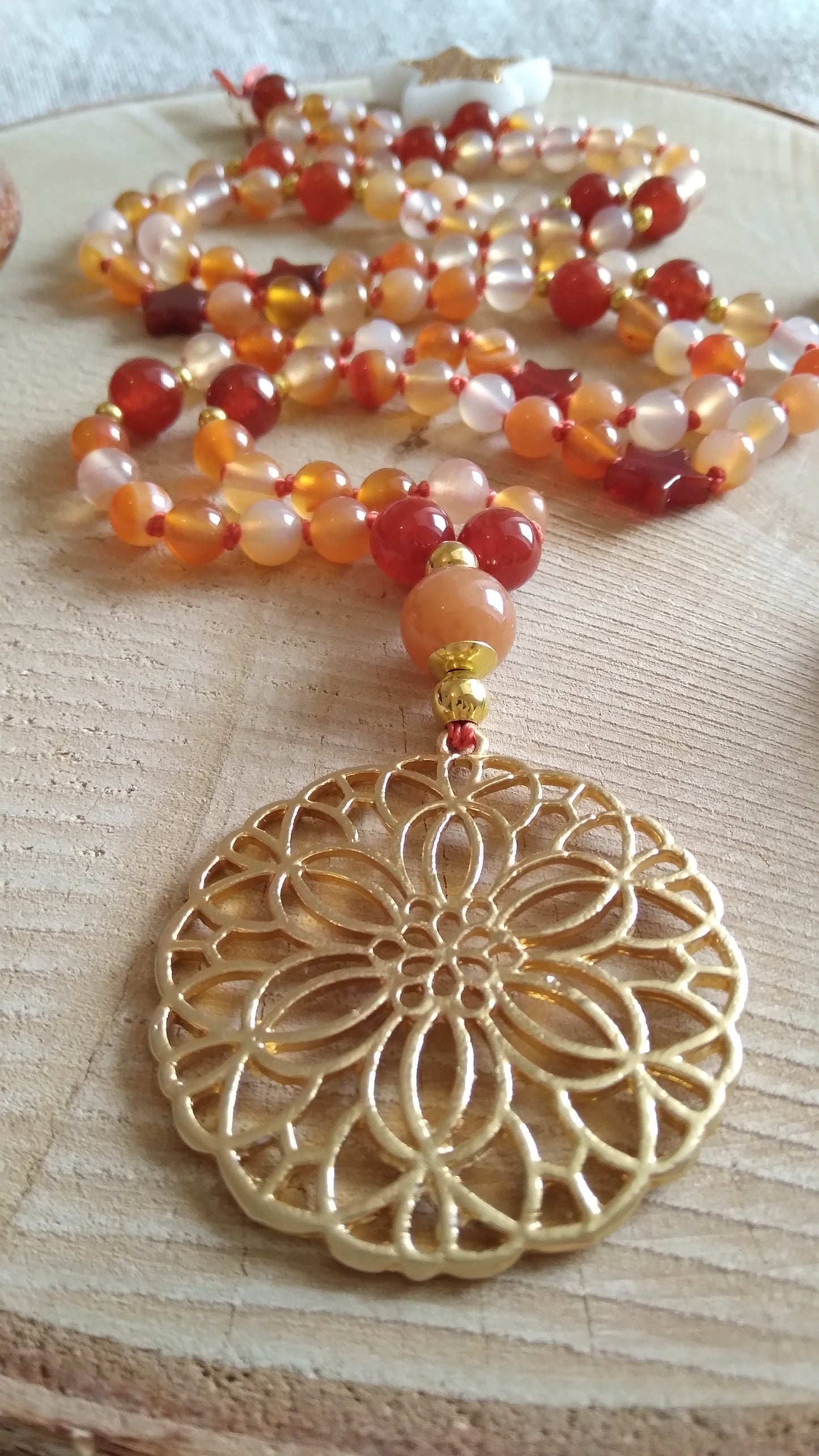 mala en aventurine orange