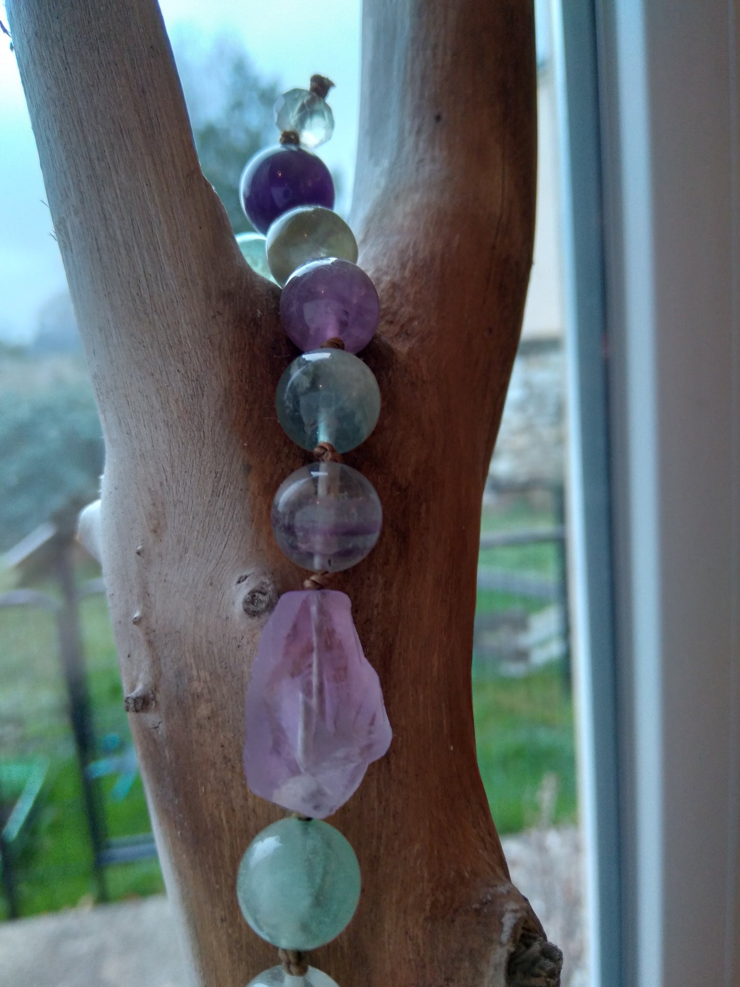 Mala en fluorite, améthyste et quartz rose "Stabilisation"