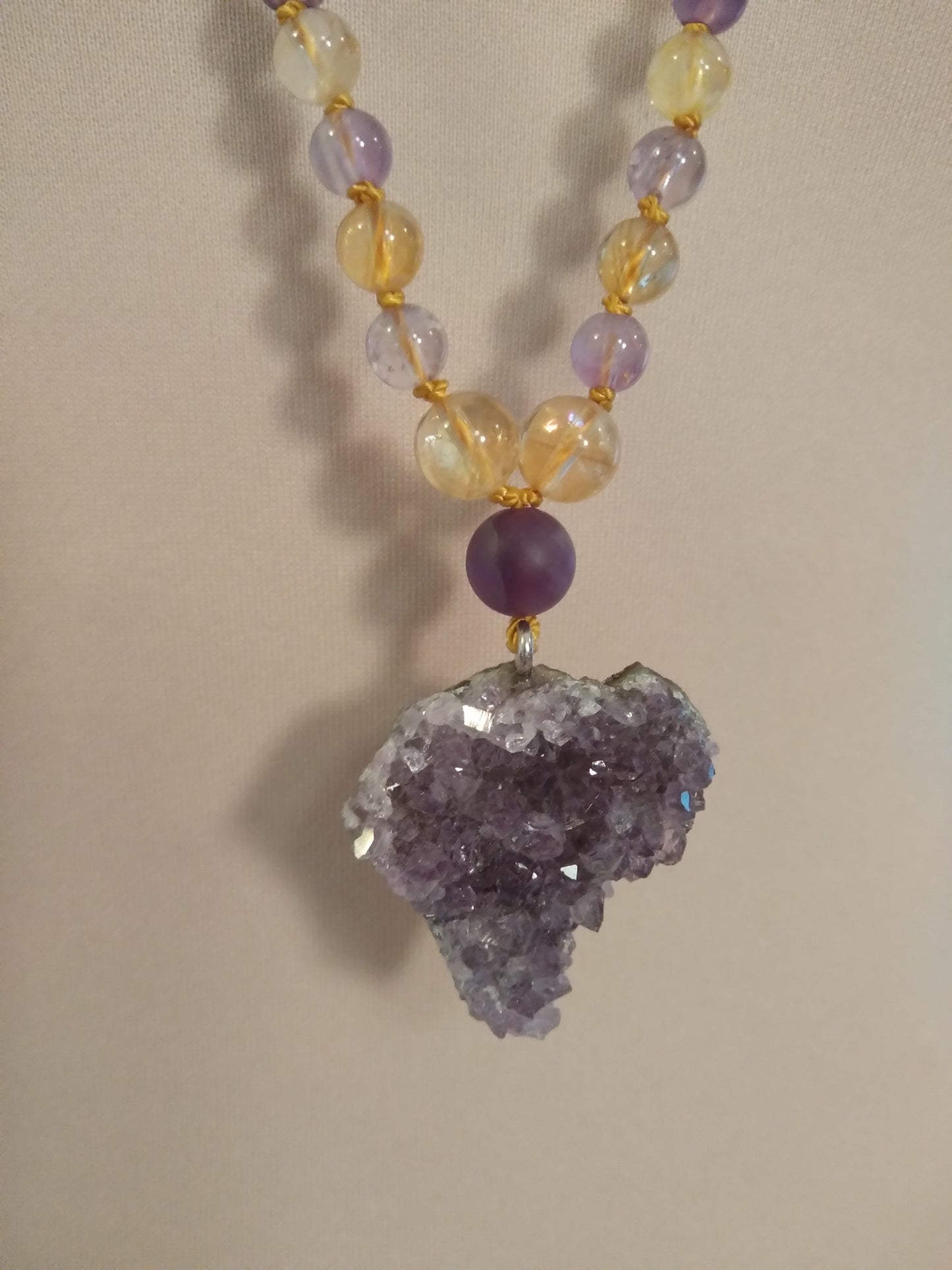 Mala en amétrine, citrine et améthyste "Aura"