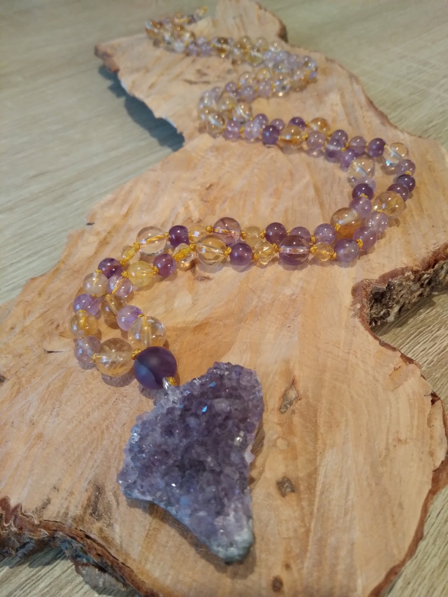 Mala en amétrine, citrine et améthyste "Aura"