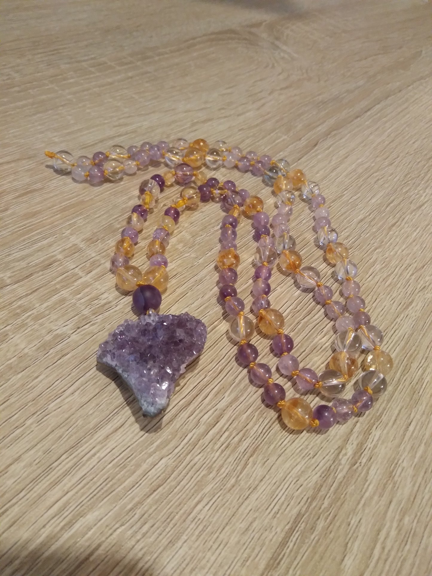 Mala en amétrine, citrine et améthyste "Aura"