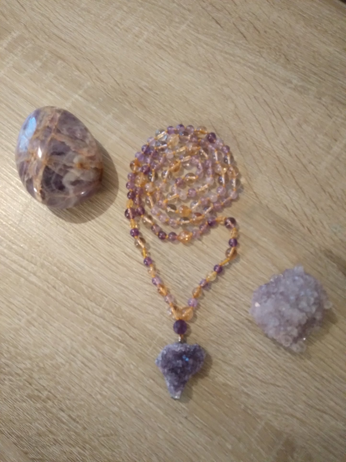 Mala en amétrine, citrine et améthyste "Aura"