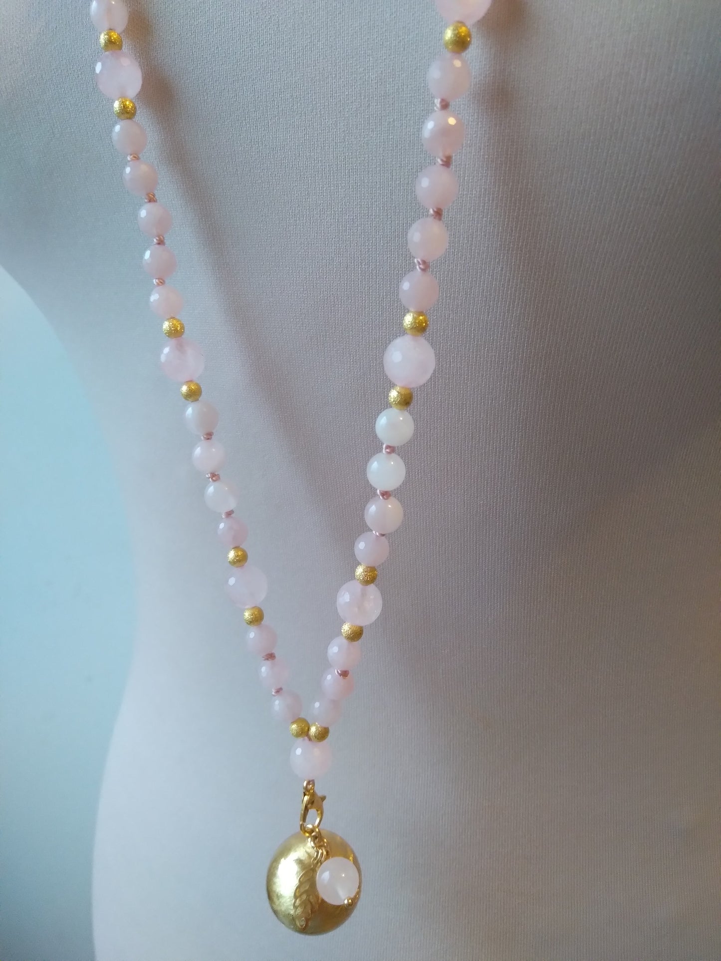 Mala bola de grossesse en quartz rose "Osmose"