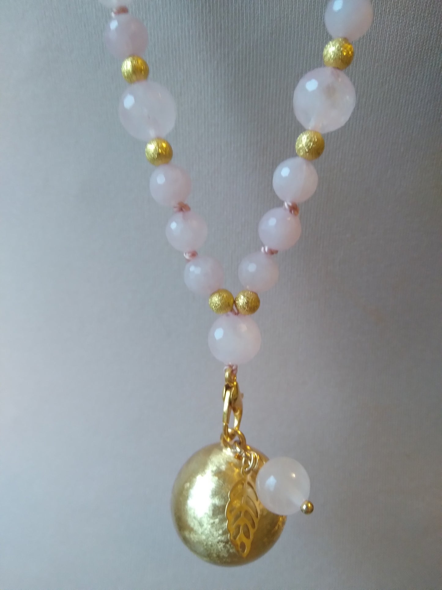 Mala bola de grossesse en quartz rose "Osmose"