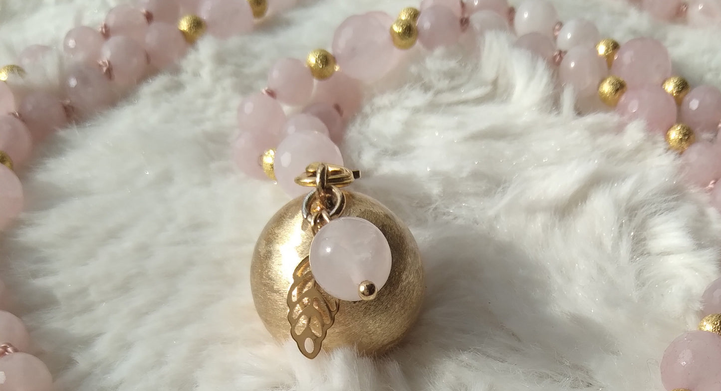 Mala bola de grossesse en quartz rose "Osmose"