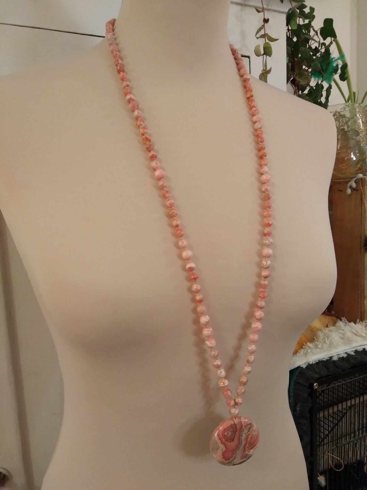 Mala en rhodochrosite "Amour"