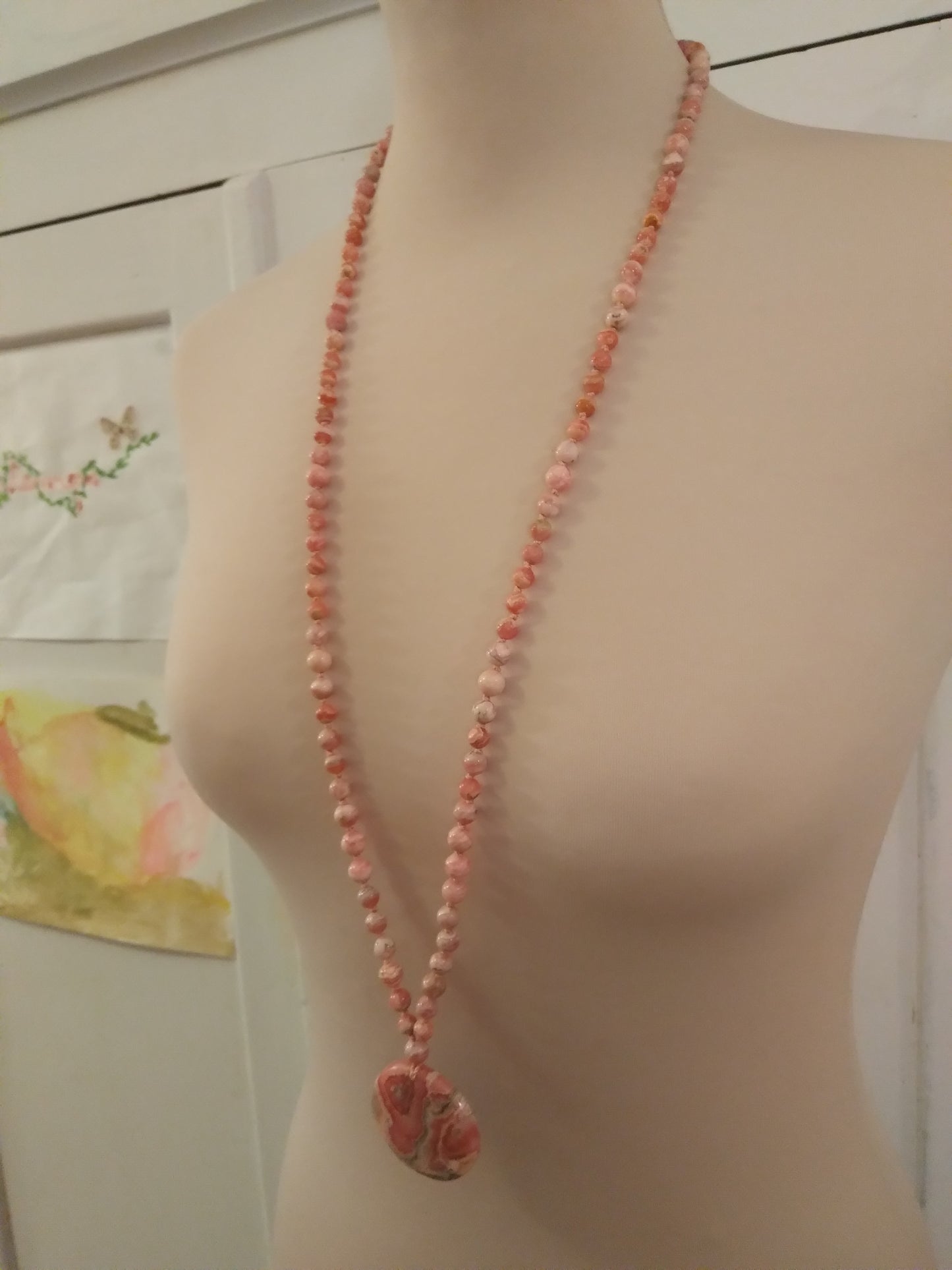 Mala en rhodochrosite "Amour"