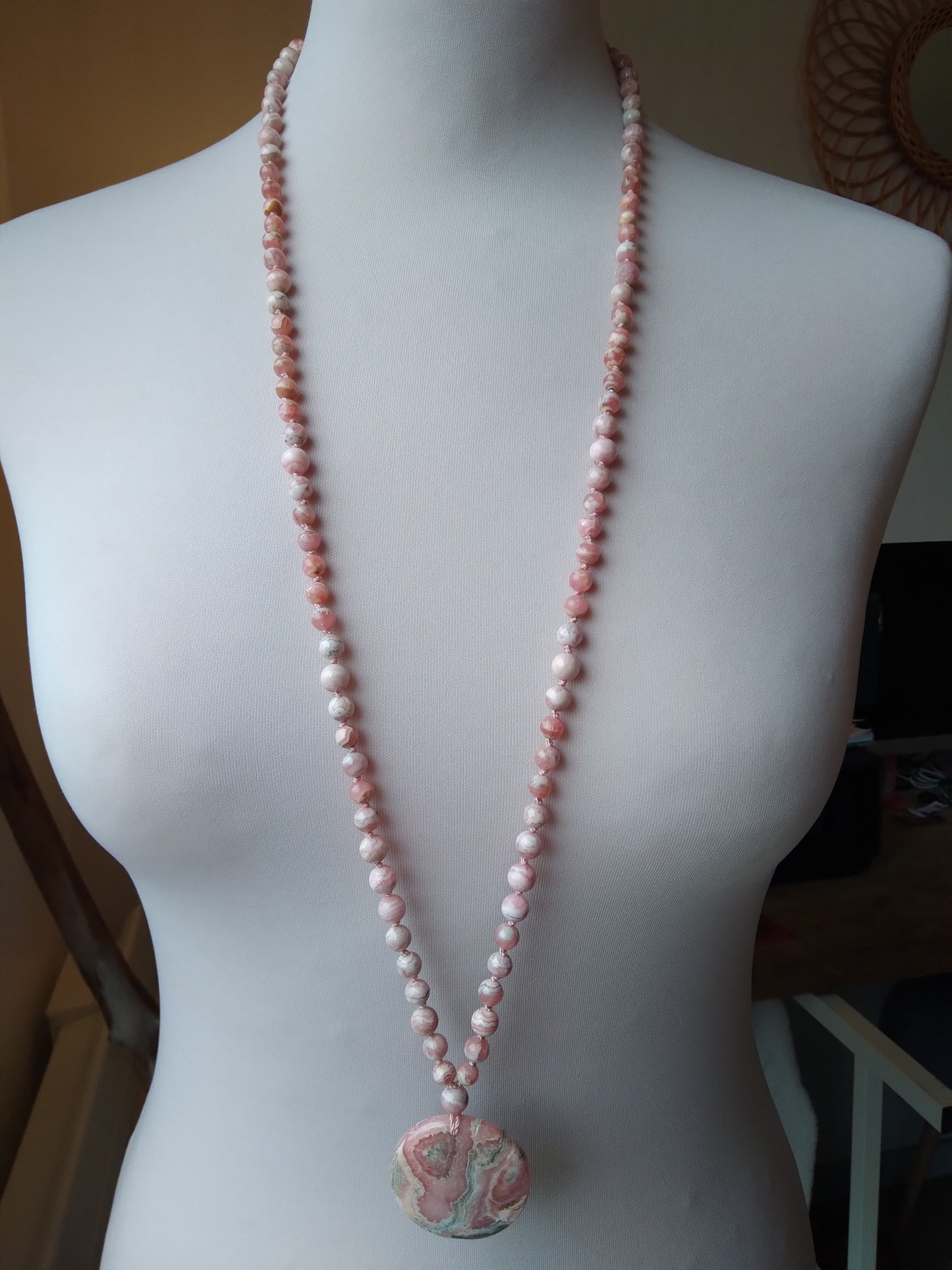 Mala en rhodochrosite "Amour"