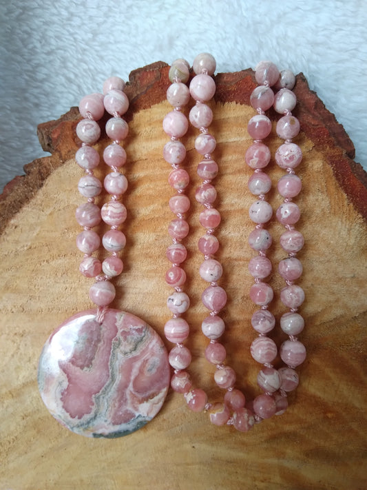 Mala en rhodochrosite "Amour"