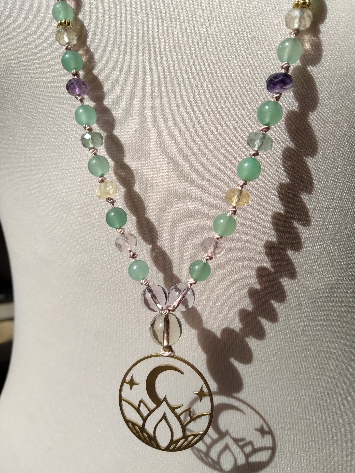 Mala en fluorite et aventurine verte "Féérie"