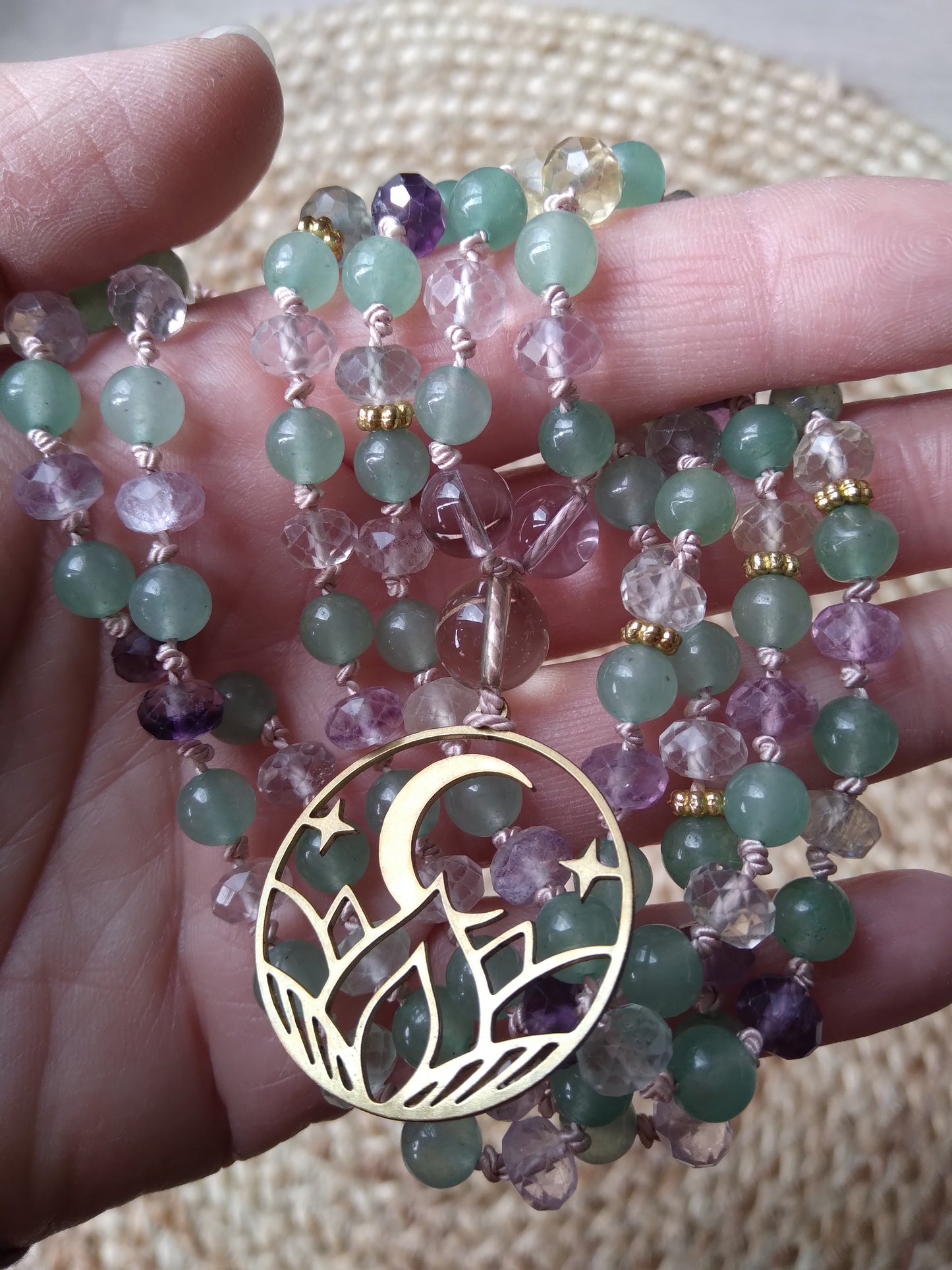 Mala en fluorite et aventurine verte "Féérie"