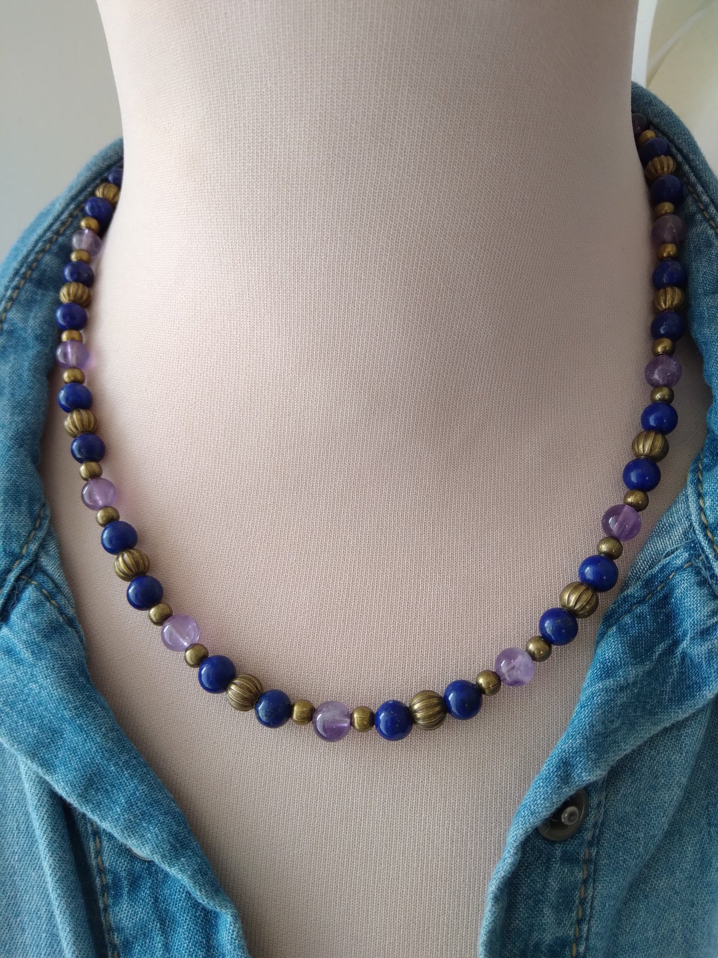 Collier en lapis-lazuli et améthyste "Clairvoyance"